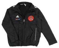 Černá šusťáková jarní bunda s výšivkami a logem Adidas