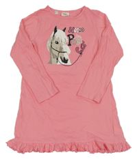 Růžová noční košile s koněm bpc