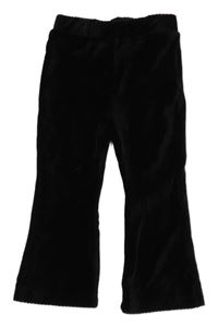 Černé žebrované plyšové flare legíny 