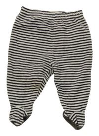 Bílo-antracitové pruhované sametové polodupky Disney