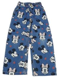 Tmavomodré široké rifle s Minnie H&M