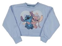 Světlemodrá crop mikina se Stitchem a Angelou 