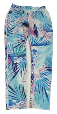 Světlemodro-bílo-barevné sportovní legíny s listy Next