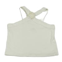 Smetanový žebrovaný crop top s 3D květem Zara