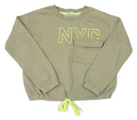 Světlezelená crop mikina s nápisem H&M