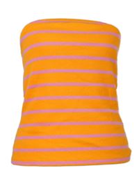 Dámský oranžovo-růžový pruhovaný žebrovaný crop top Papaya 