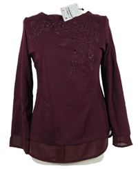 Nové - Dámské vínové triko s výšivkou Punto Roma 