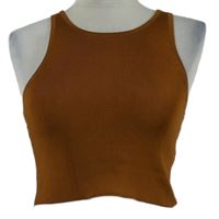 Dámský hnědý pletený crop top 