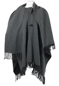 Dámský šedo-černý vlněný pléd s třásněmi Damo 
