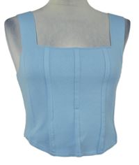 Dámský světlemodrý žebrovaný pletený crop top Primark 