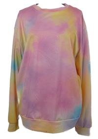 Dámská růžovo-modro-oranžová tónová mikina 