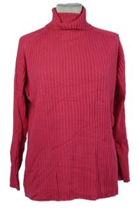 Dámský tmavorůžový žebrovaný svetrový rolák Next 