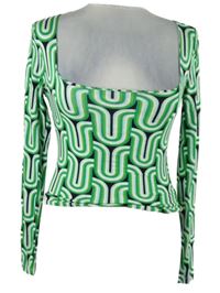 Dámské zeleno-černé vzorované crop triko Amisu