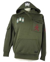 Pánská khaki mikina s nášivkami a kapucí - Naruto 