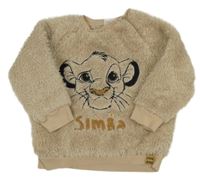 Béžová chlupatá mikina se Simbou zn. Disney