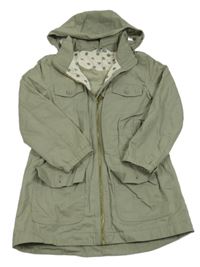 Khaki riflový jarní kabát s kapucí H&M