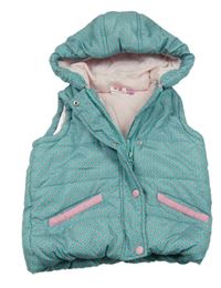 Světlemodrá květinová šusťáková zimní vesta s kapucí John Lewis