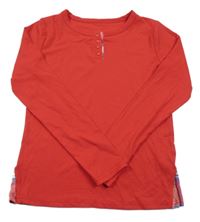 Červené žebrované triko s knoflíčky Peacocks