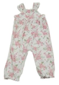 Bílé květinové sametové laclové kalhoty Little nutmeg