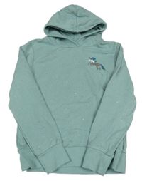 Světlemodrá třpytivá mikina s koníkem z flitrů a kapucí Yigga