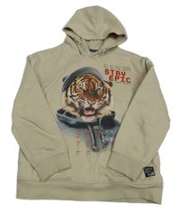 Béžová mikina s tygrem a kapucí C&A