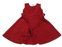 Červené manšestrové šaty s páskem