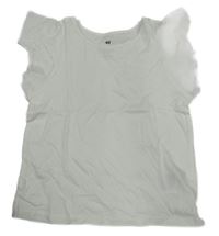 Bílé tričko s volánky a madeirou H&M