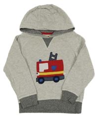 Šedá mikina s hasičským autem a kapucí Next