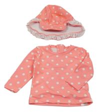 2 set - růžovo-bílé UV triko + růžovo-bílý UV klobouk Primark