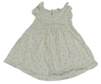 Smetanové šaty s květinami 