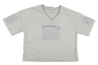 Bílo-fialové crop sportovní tričko s potiskem H&M