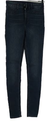 Dámské tmavomodré high waist rifle H&M