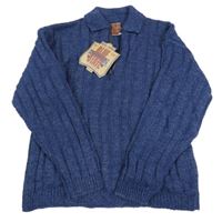 Nové - modrý žebrovaný svetr