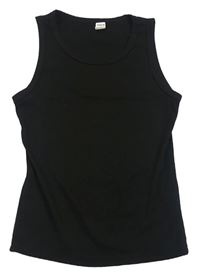 Černý žebrovaný top Shein
