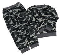 Šedo-černé army plyšové pyžamo F&F