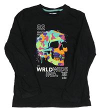 Černé triko s lebkou Next