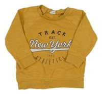 Okrová mikina s nápisem H&M