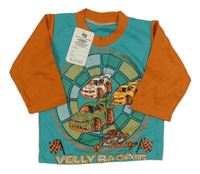 Nové - Zeleno-oranžové triko s auty 