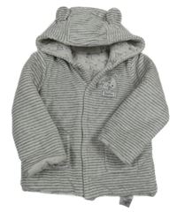 Šedá pruhovaná sametová propínací zateplená mikina s Dumbem a kapucí Disney