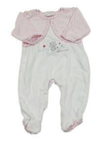 Světlerůžovo-bílý sametový overal s obrázkem Ergee