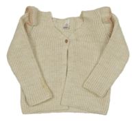 Světlebéžový propínací svetr s volánky 