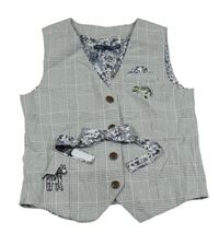 2set - Šedá kostkovaná vesta + motýlek Next