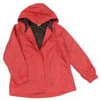 Jahodová šusťáková jarní bunda s kapucí Pocopiano