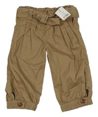 Nové - Hnědé plátěné pumpky s páskem George