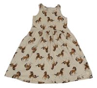 Béžové bavlněné šaty s koňmi H&M