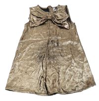 Bronzový kraťasový overal s mašlí Tu