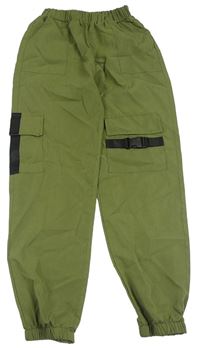 Olivové cuff kalhoty Shein