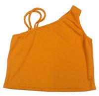 Oranžový žebrovaný crop top Shein