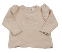 Světlerůžový svetr se zajíčkem a volánky M&S