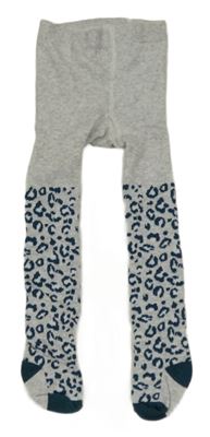 Šedo-petrolejové vzorované punčocháče 